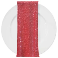 Glitz Sequins (w/ Poly Lining) Table Napkin in Coral