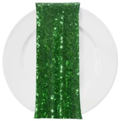 Glitz Sequins (w/ Poly Lining) Table Napkin in Emerald