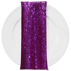 Glitz Sequins (w/ Poly Lining) Table Napkin in Fuchsia