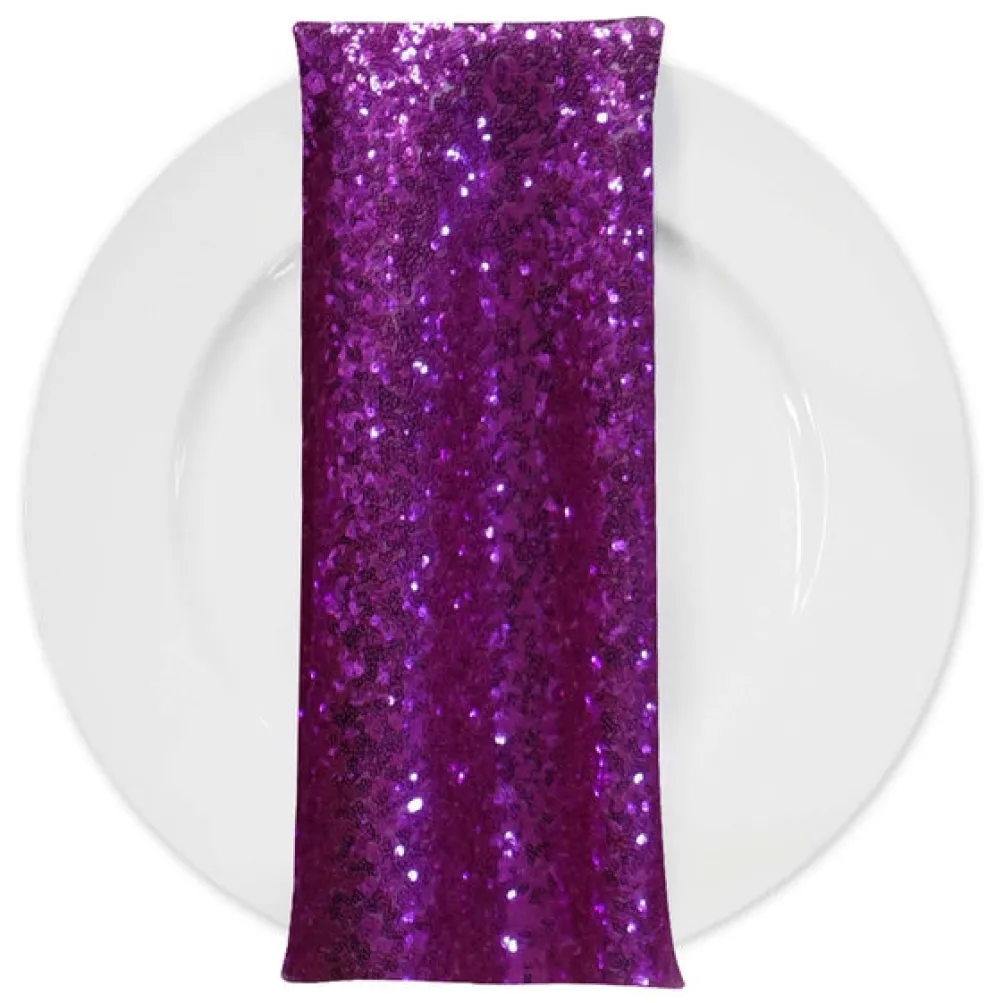 Glitz Sequins (w/ Poly Lining) Table Napkin in Fuchsia
