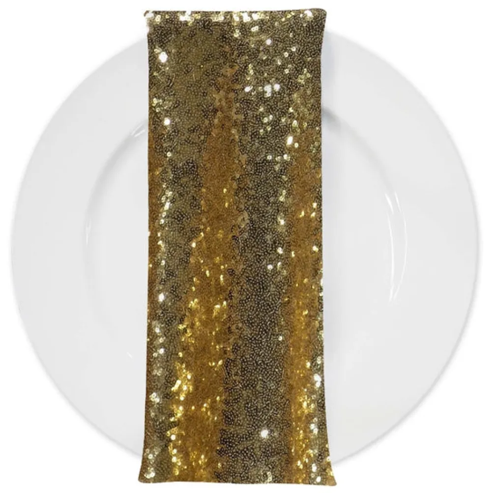 Glitz Sequins (w/ Poly Lining) Table Napkin in Gold 24K