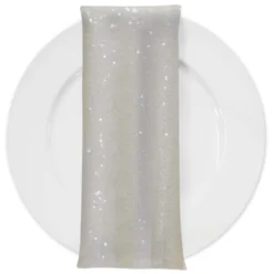 Glitz Sequins (w/ Poly Lining) Table Napkin in Ivory