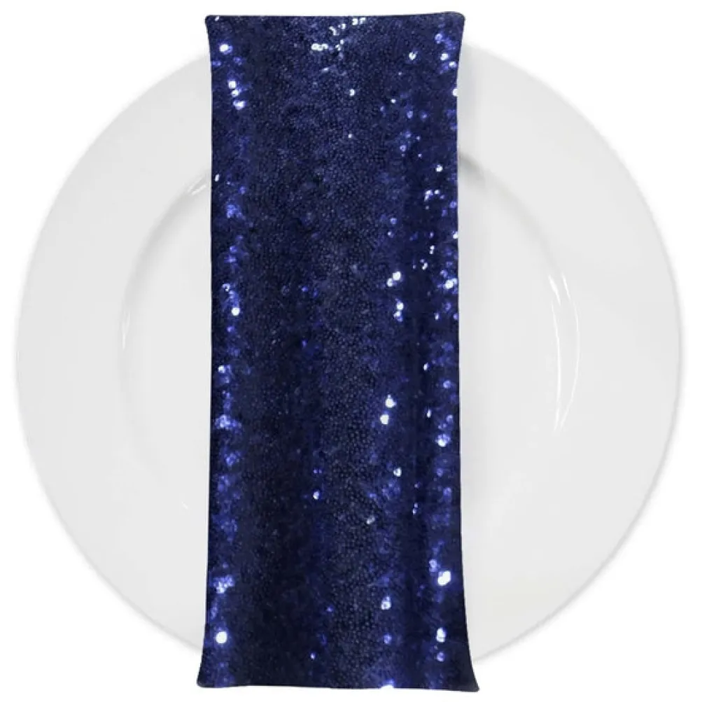 Glitz Sequins (w/ Poly Lining) Table Napkin in Navy