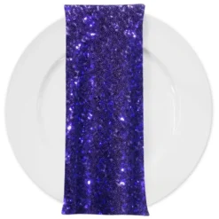 Glitz Sequins (w/ Poly Lining) Table Napkin in Purple