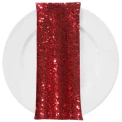 Glitz Sequins (w/ Poly Lining) Table Napkin in Red
