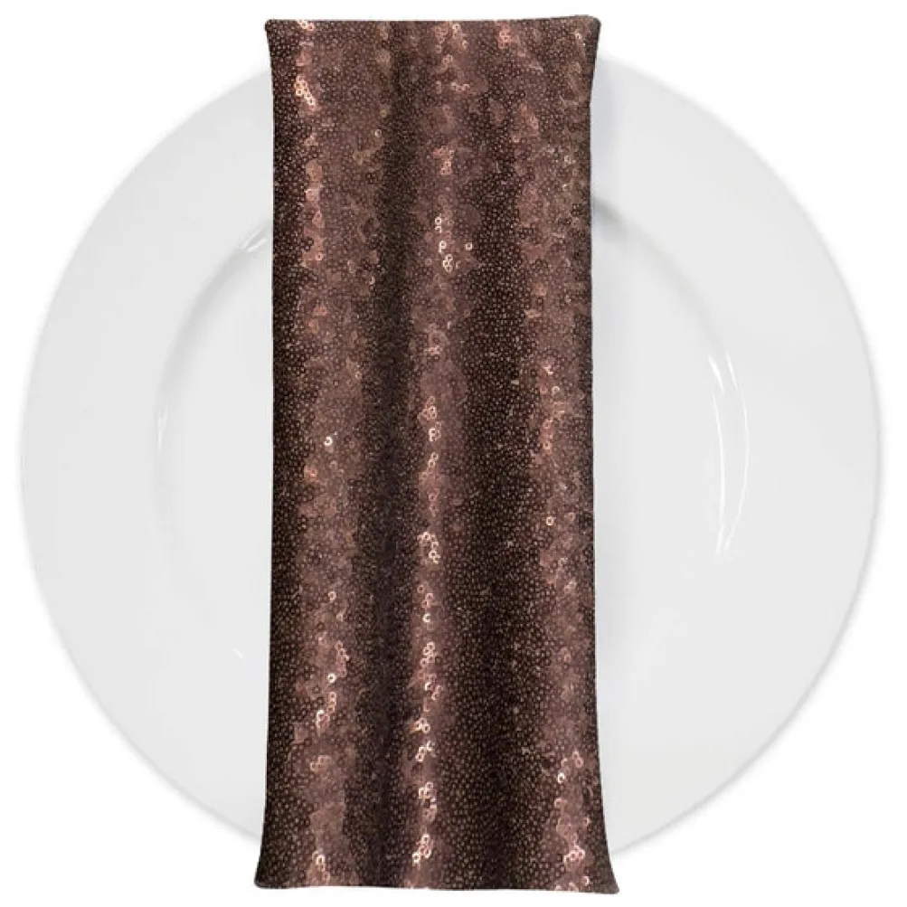 Glitz Sequins (w/ Poly Lining) Table Napkin in Cognac