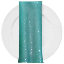 Glitz Sequins (w/ Poly Lining) Table Napkin in Teal Green