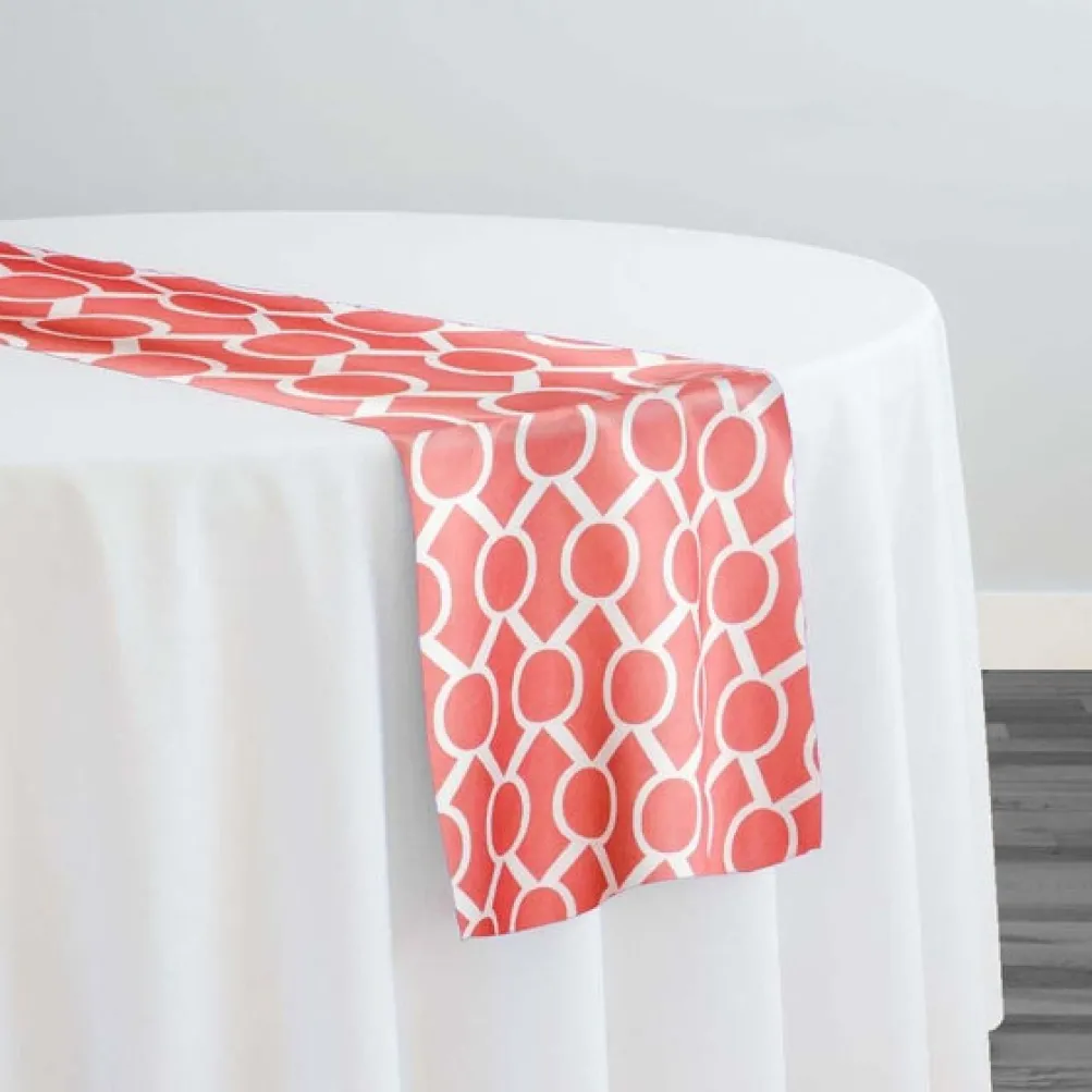 Halo Print (Lamour) Table Runner in Coral