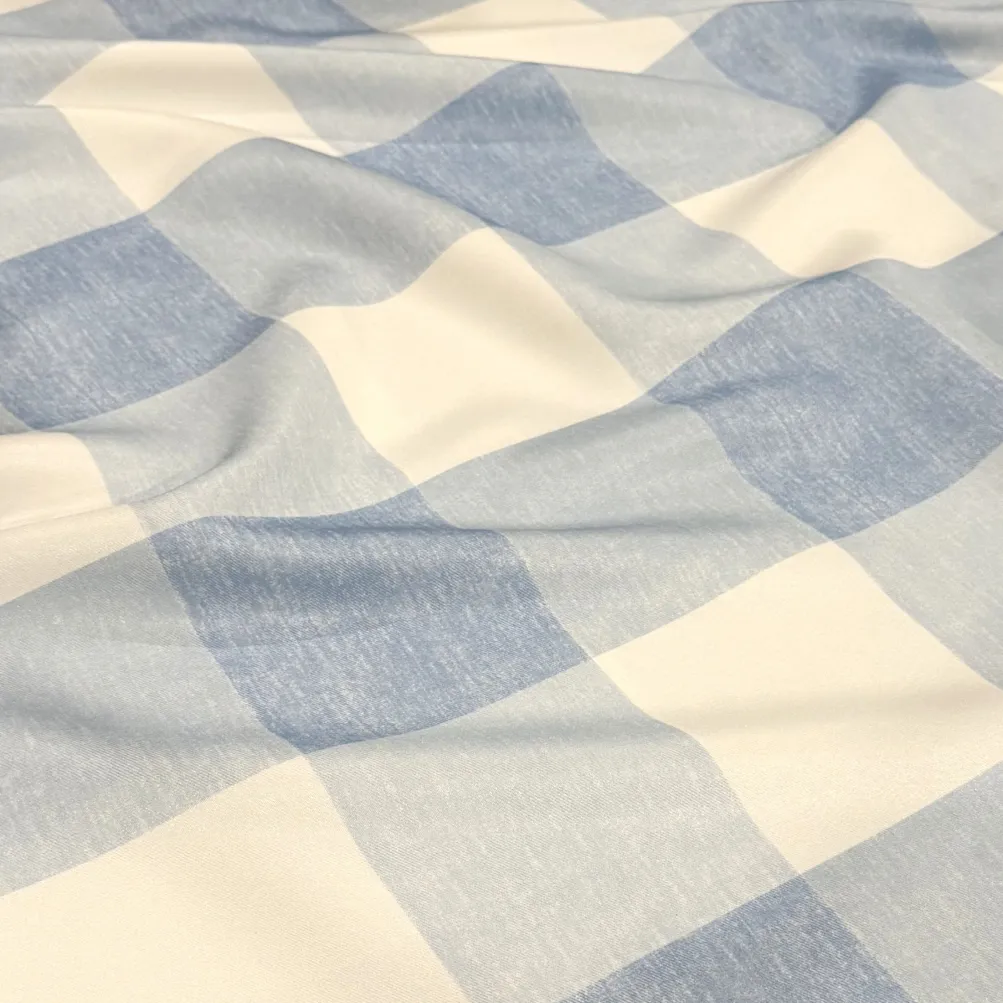 Hampton Checker (Poly Print) Table Linen in Lt Blue