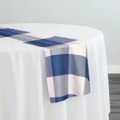 Hampton Checker (Poly Print) Table Runner in Blue