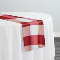 Hampton Checker (Poly Print) Table Runner in Red