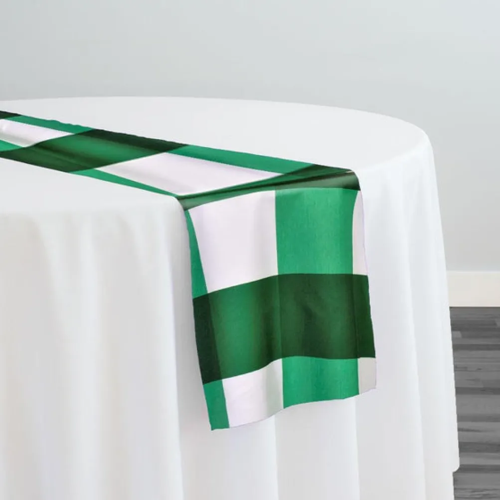 Hampton Checker (Poly Print) Table Runner in Green
