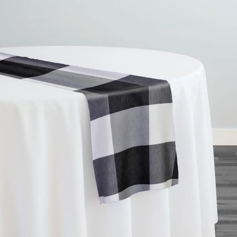 Hampton Checker (Poly Print) Table Runner in Black