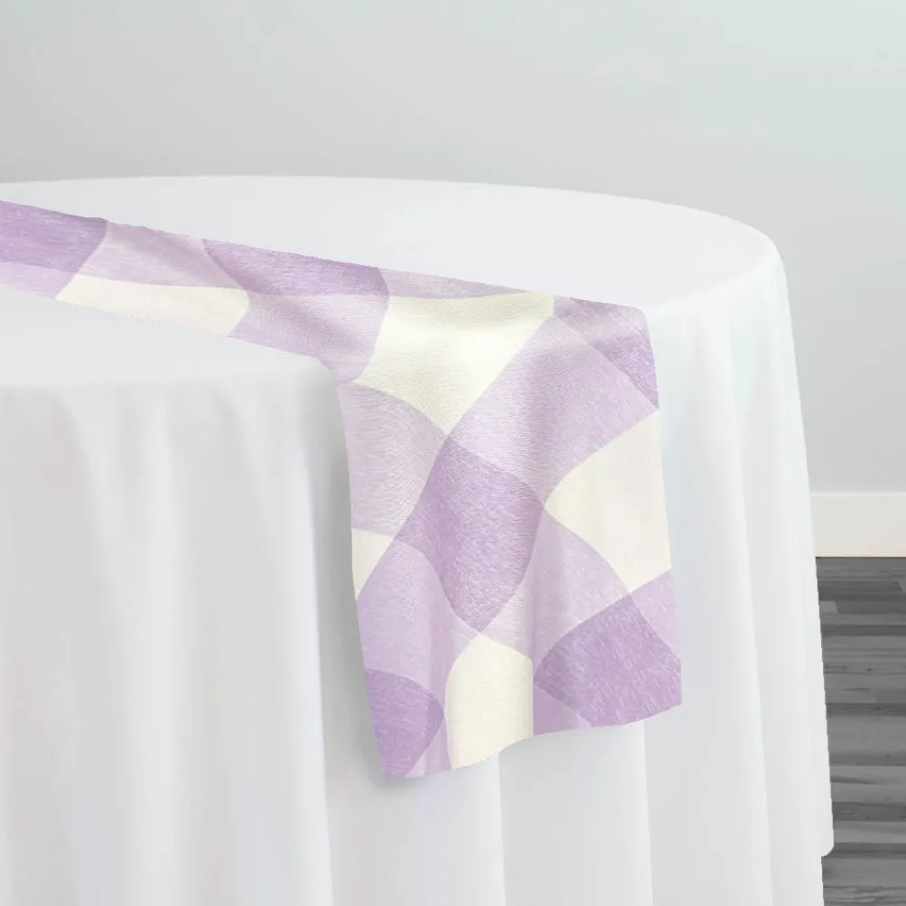Hampton Checker (Poly Print) Table Runner in Lilac