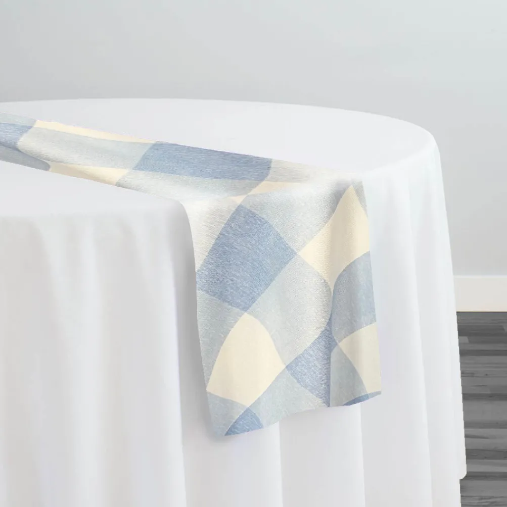 Hampton Checker (Poly Print) Table Runner in Lt Blue