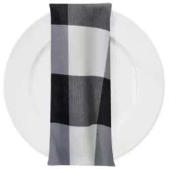 Hampton Checker (Poly Print) Table Napkin in Black