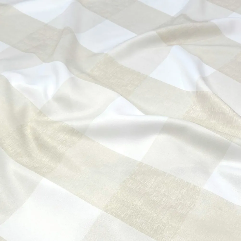 Hampton Checker (Poly Print) Table Runner in Taupe