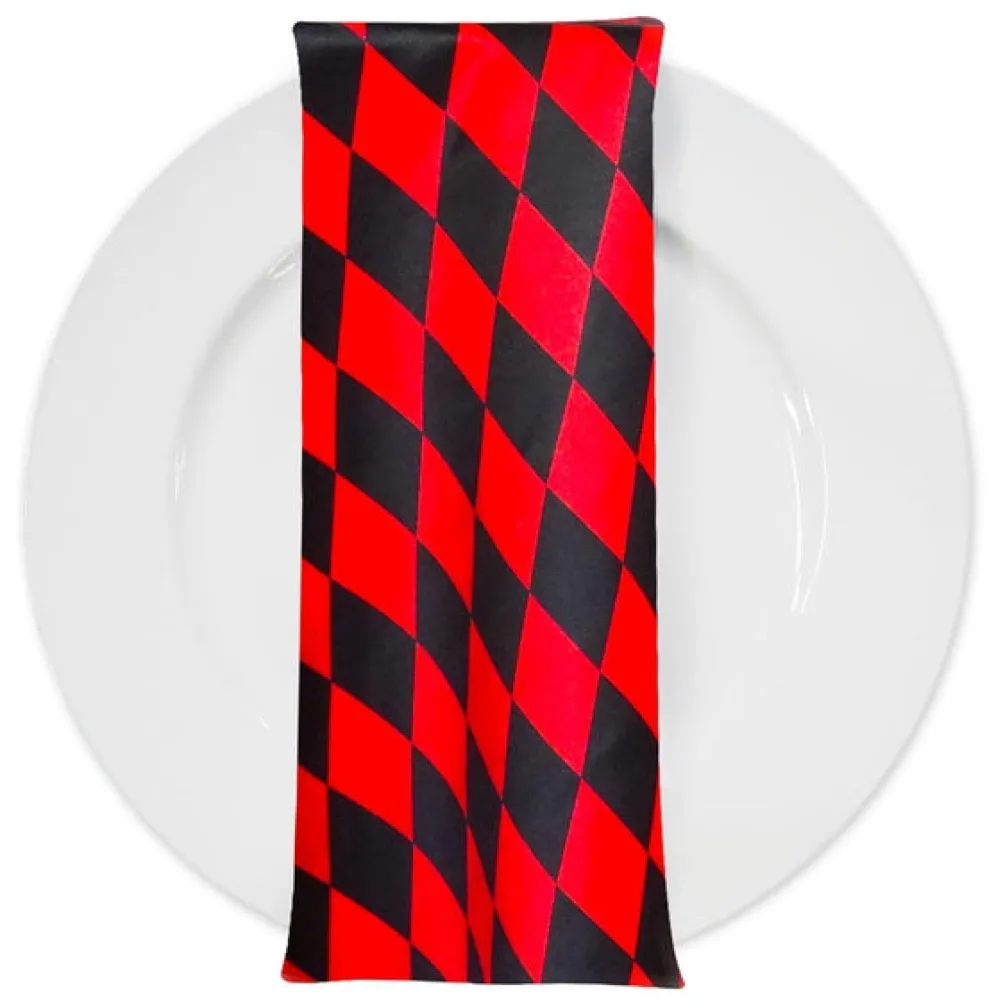 Harlequin Print (Lamour) Table Napkin in Black and Red