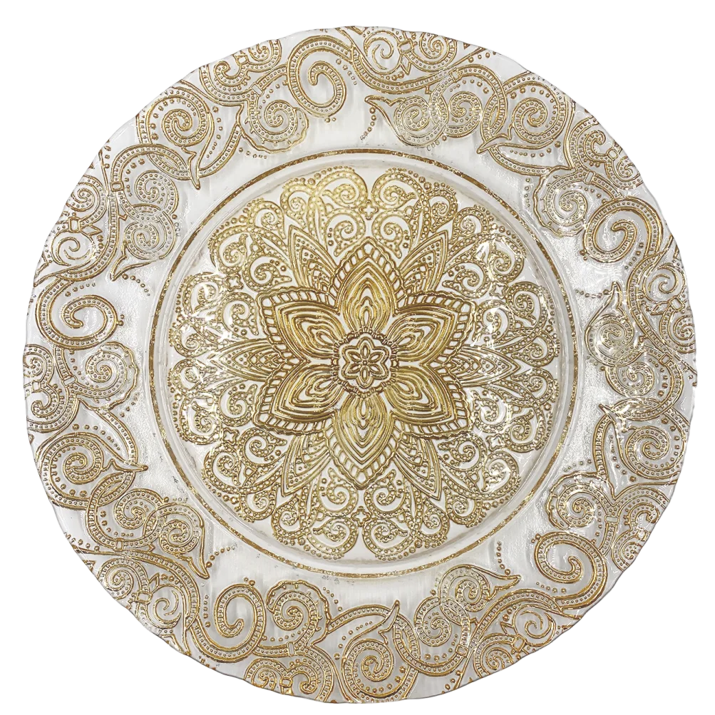 Henna - Glass Charger Plate in Gold (Item # 0294)