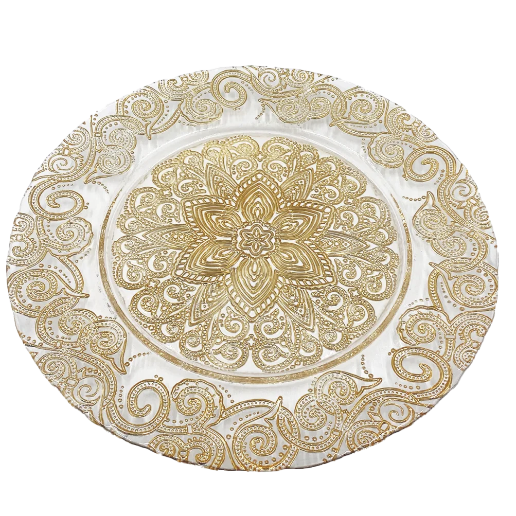 Henna - Glass Charger Plate in Gold (Item # 0294)