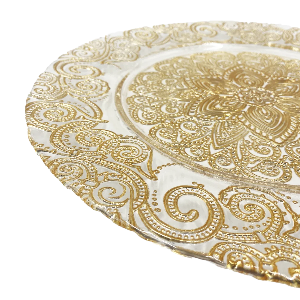 Henna - Glass Charger Plate in Gold (Item # 0294)