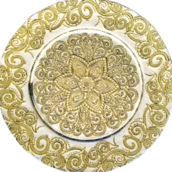 Henna - Glass Charger Plate in Gold (Item # 0294)