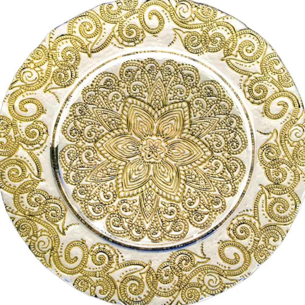 Henna - Glass Charger Plate in Gold (Item # 0294)