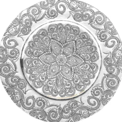 Henna - Glass Charger Plate in Silver (Item # 0294)