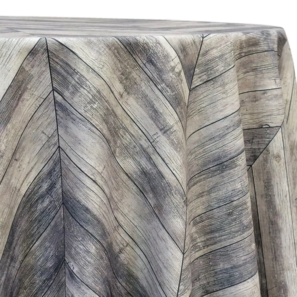 Herringbone (Poly Print) Table Linen Grey