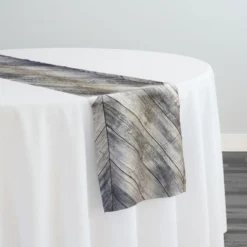 Herringbone (Poly Print) Table Runner in Grey