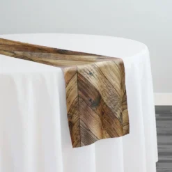 Herringbone (Poly Print) Table Runner in Natural