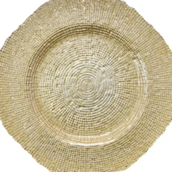 Hexagon - Glass Charger Plate in Gold (Item # 0248)