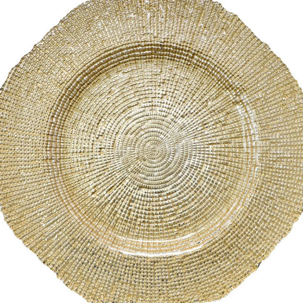 Hexagon - Glass Charger Plate in Gold (Item # 0248)