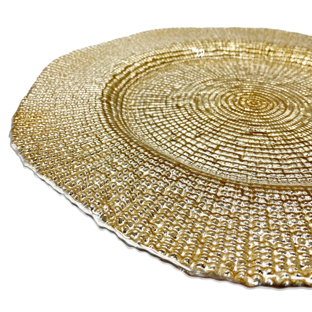 Hexagon - Glass Charger Plate in Gold (Item # 0248)