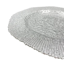 Hexagon - Glass Charger Plate in Silver (Item # 0248)