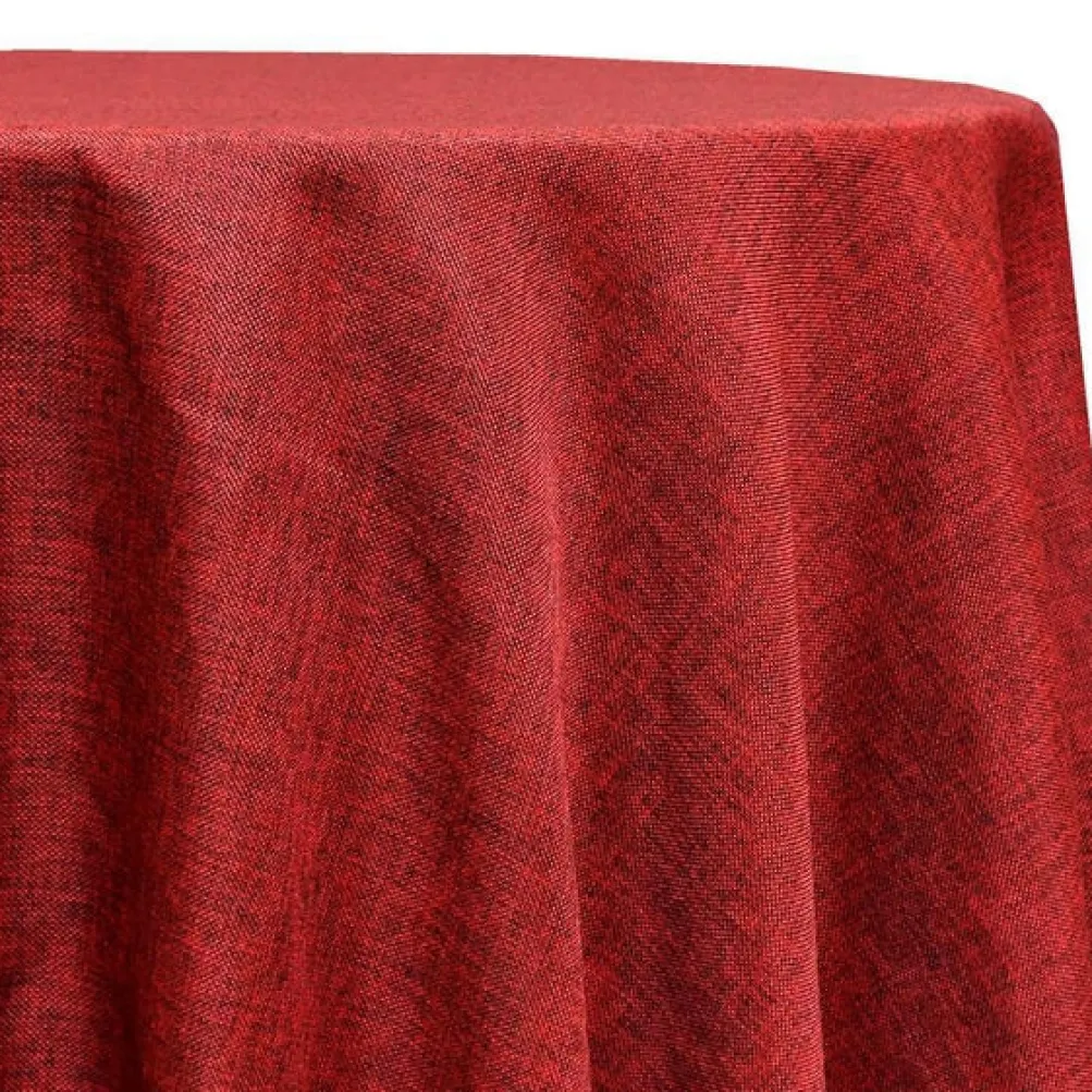 Imitation Burlap Table Linen in Cranberry