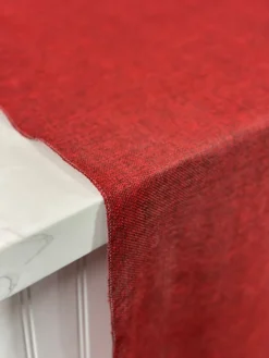 Imitation Burlap Table Linen in Cranberry