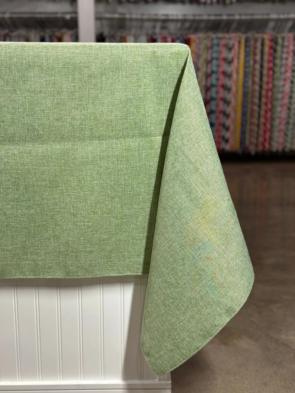 Imitation Burlap Table Linen in Sage