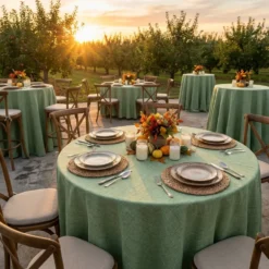 Imitation Burlap Table Linen in Sage