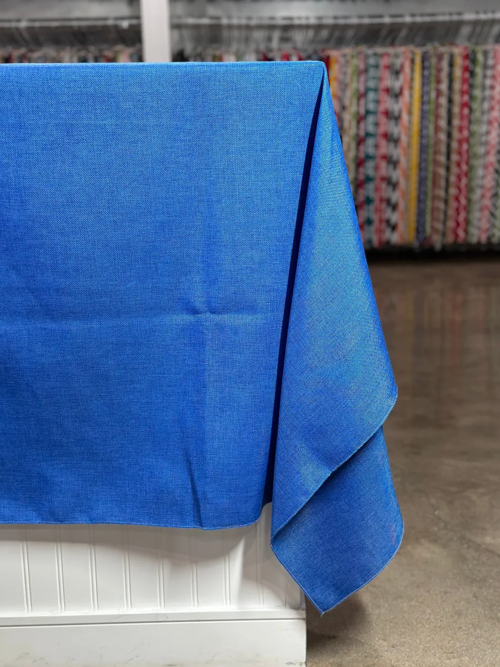 Imitation Burlap Table Linen in Royal