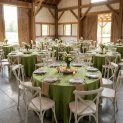 Imitation Burlap Table Linen in Willow Green