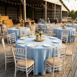 Imitation Burlap Table Linen in LT Blue