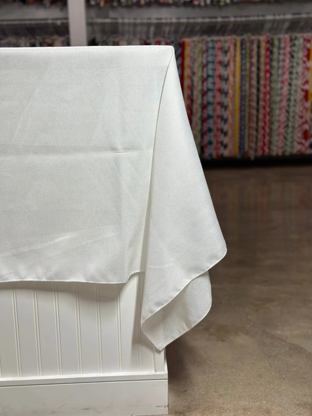 Imitation Burlap Table Linen in White