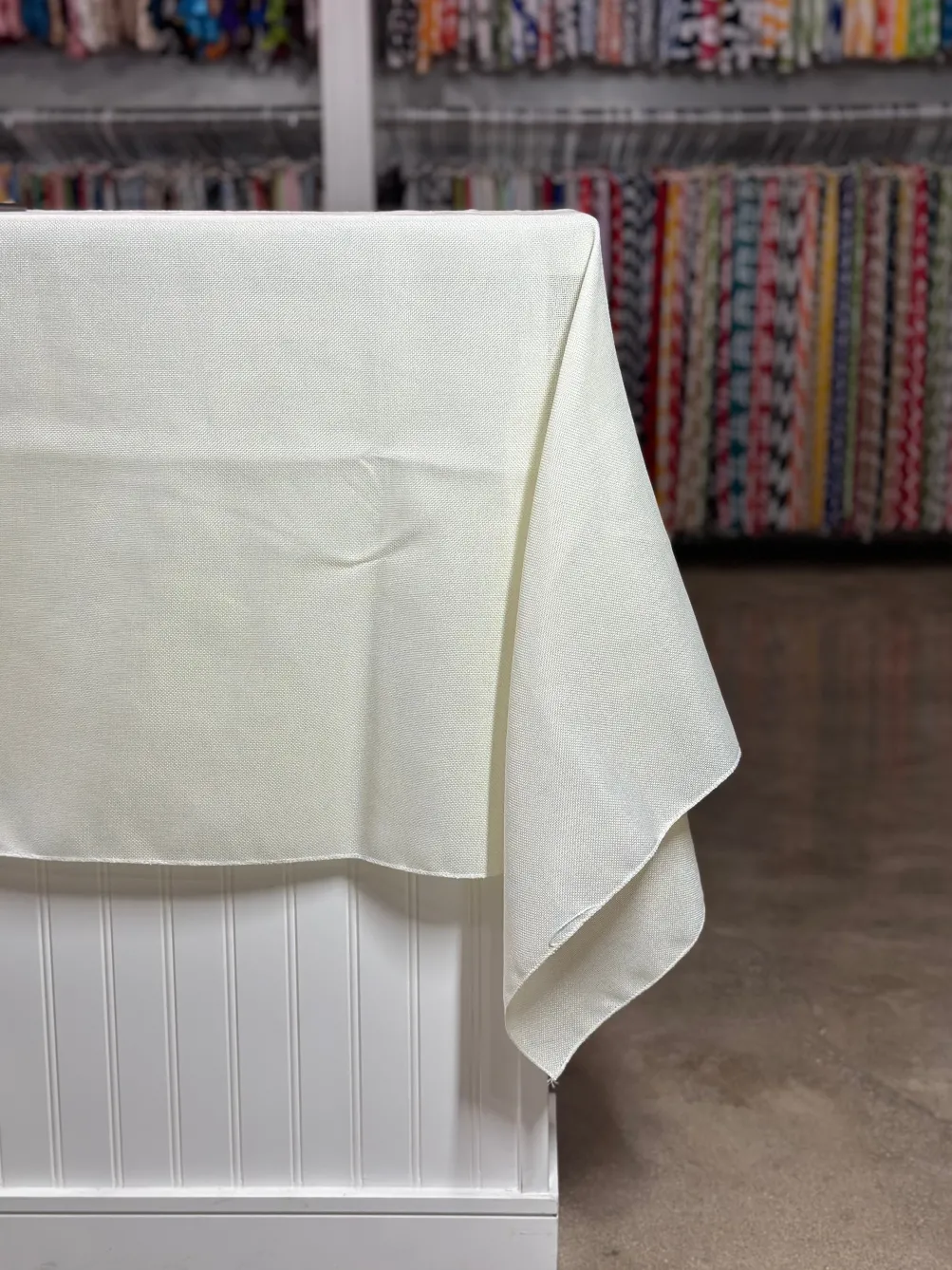 Imitation Burlap Table Linen in Ivory
