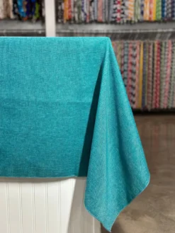 Imitation Burlap Table Linen in Teal