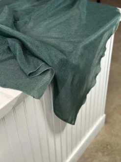 Imitation Burlap Table Linen in Hunter Green