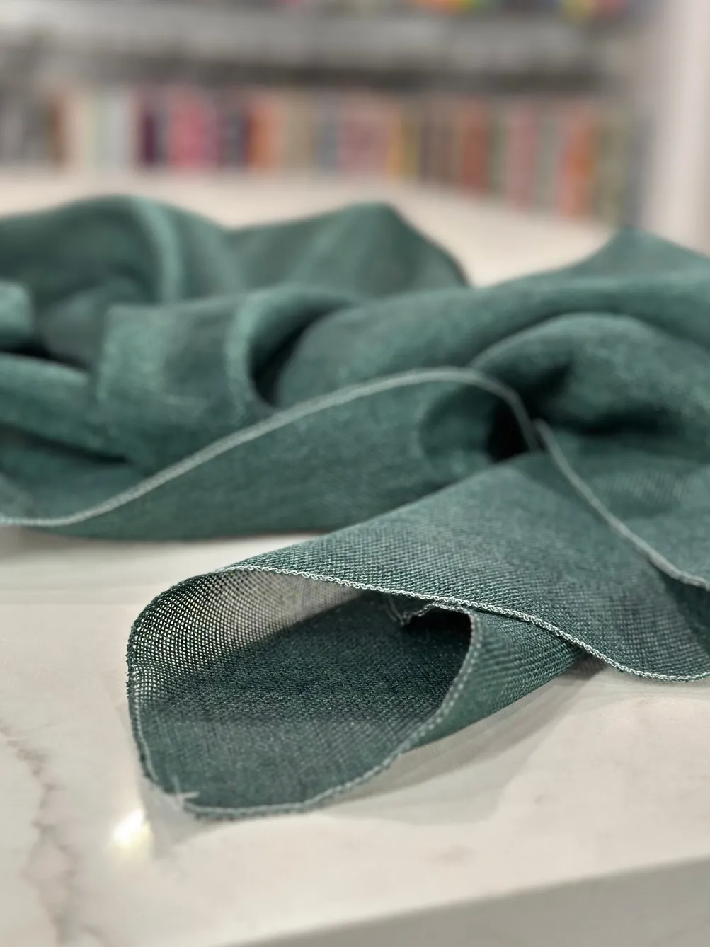 Imitation Burlap Table Linen in Hunter Green