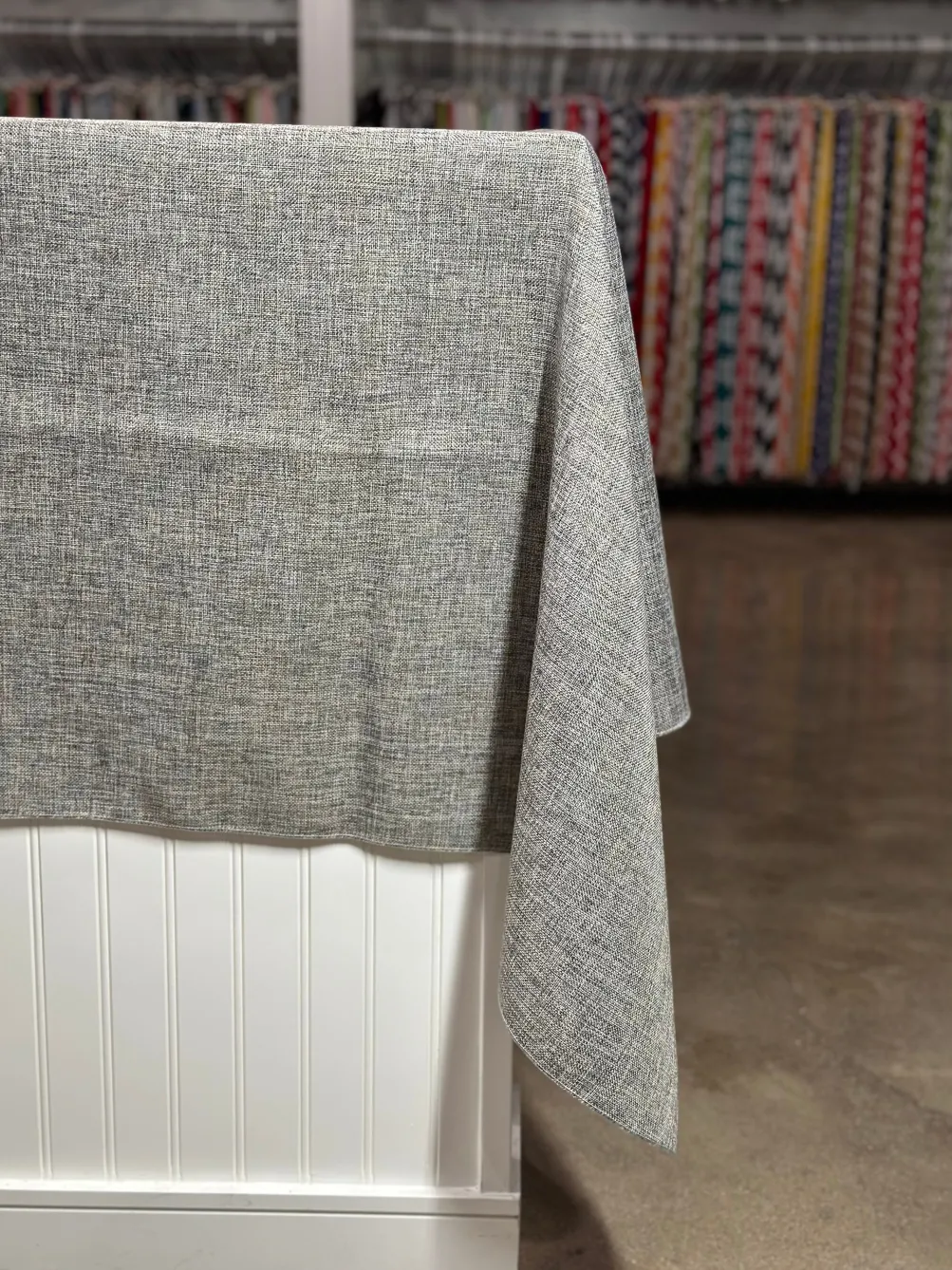 Imitation Burlap Table Linen in Charcoal