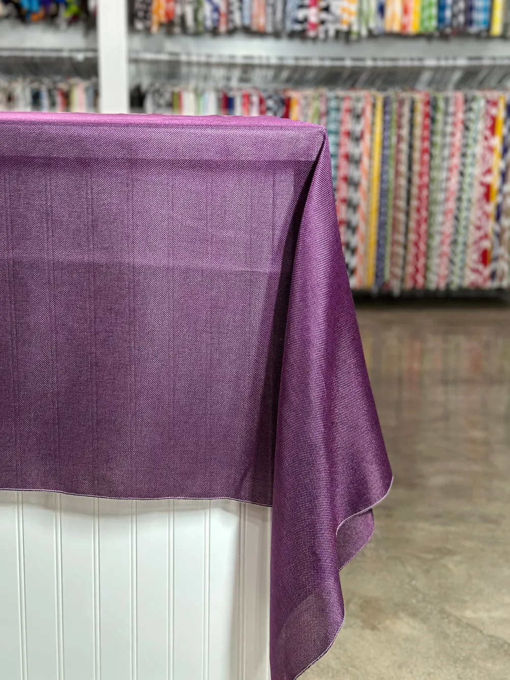 Imitation Burlap Table Linen in Plum
