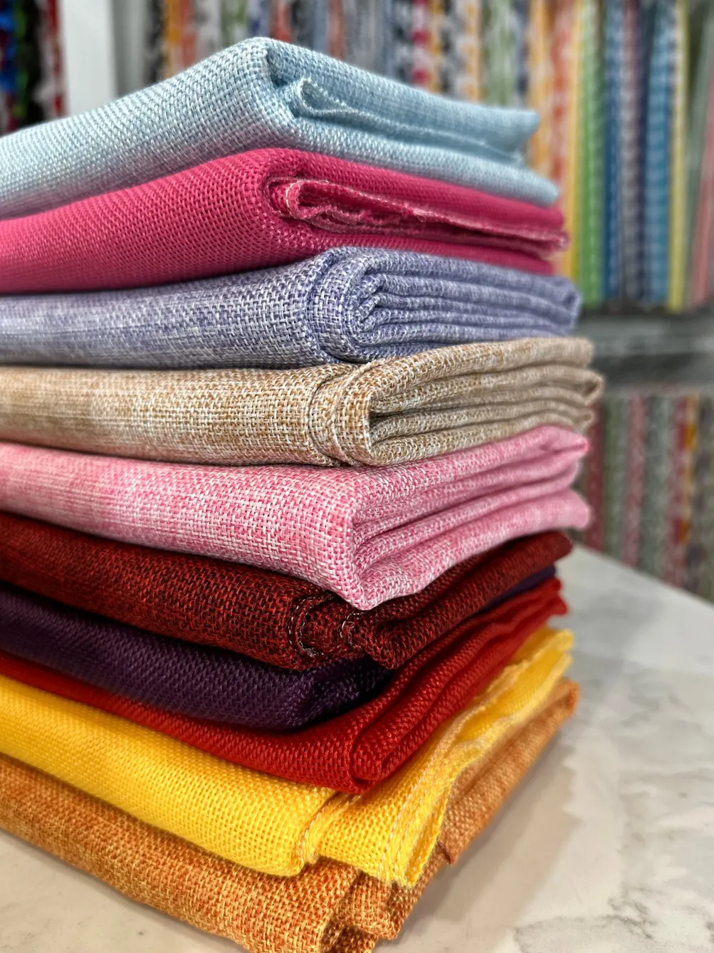 Imitation Burlap Table Linen in Sorbet